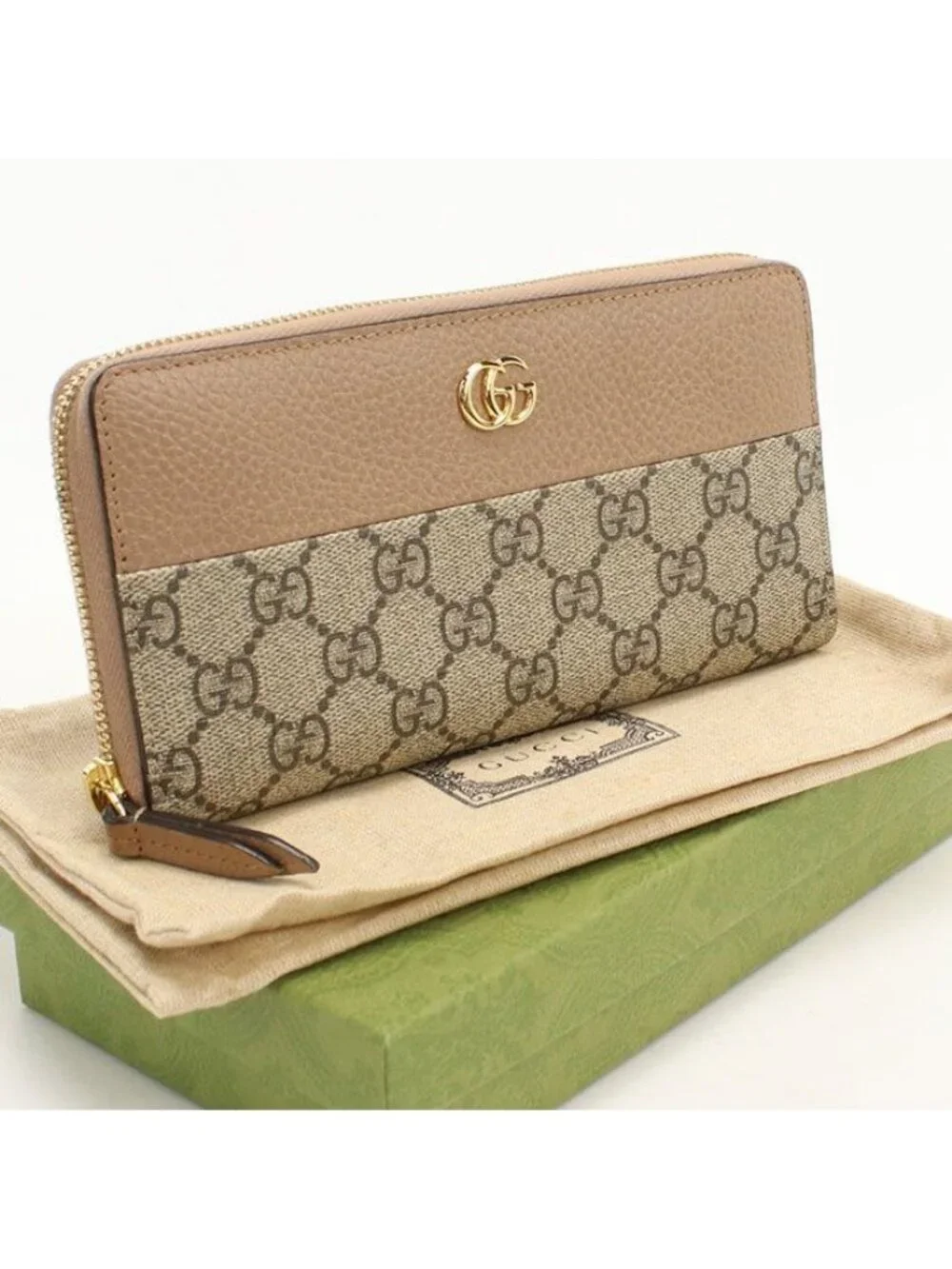 Gucci Double Wallet Zip Around Leather